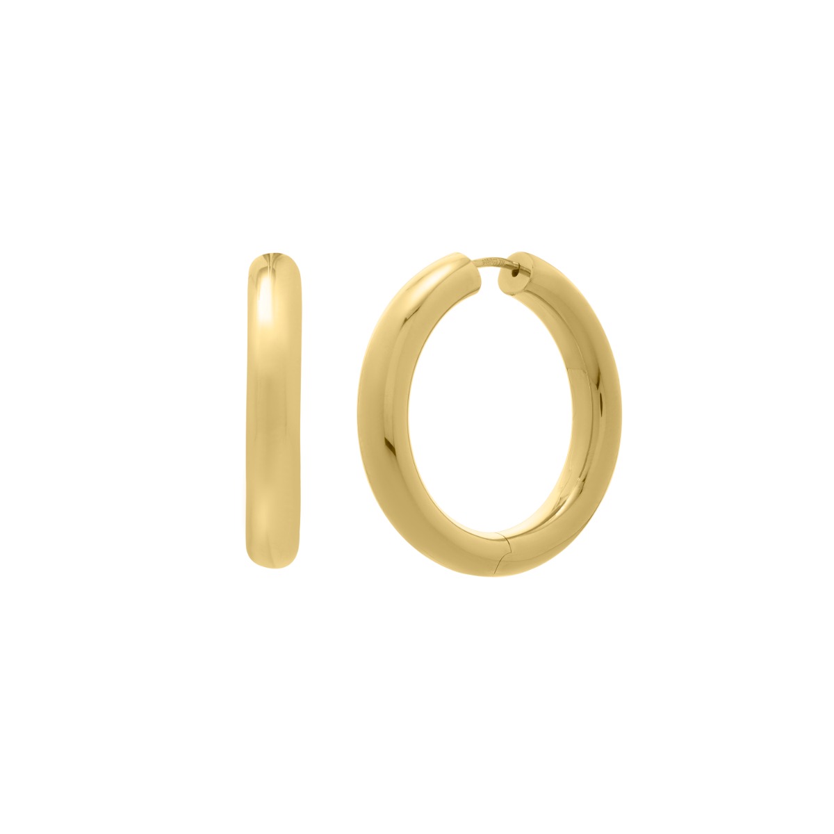 Gold Over Silver Round Snap Clasp Hoops