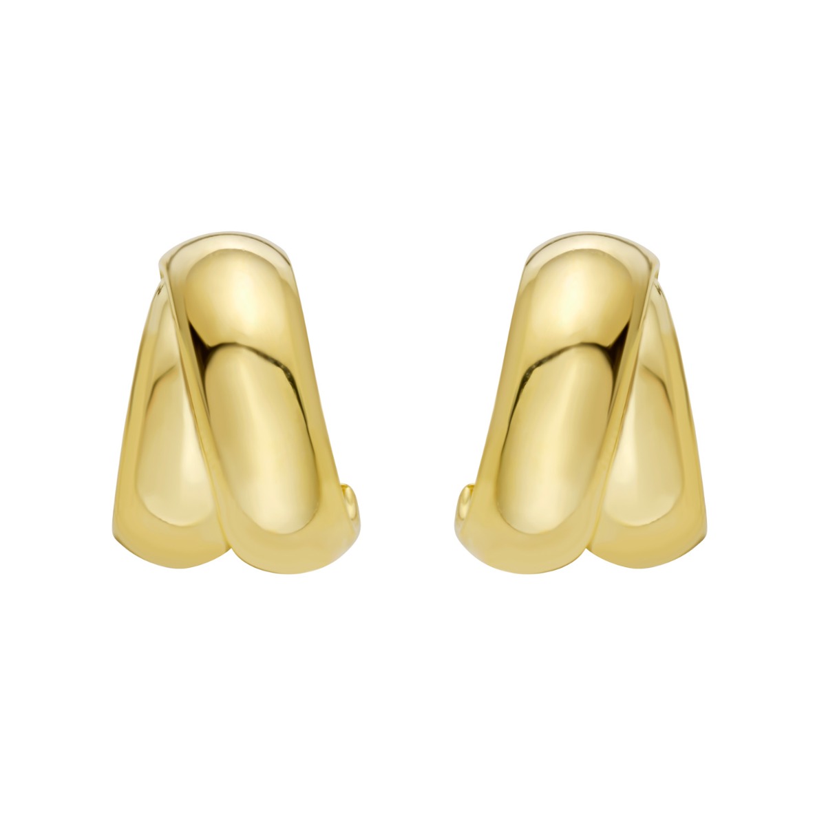 Gold Over Silver Puffed Crossover C-Hoops