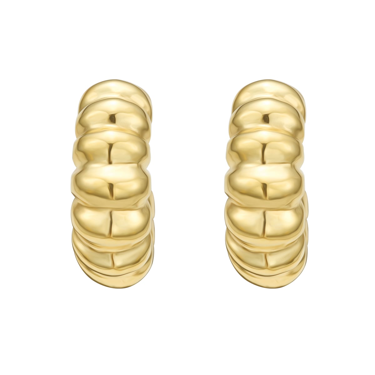 Gold Over Silver Twisted C Hoop Earrings