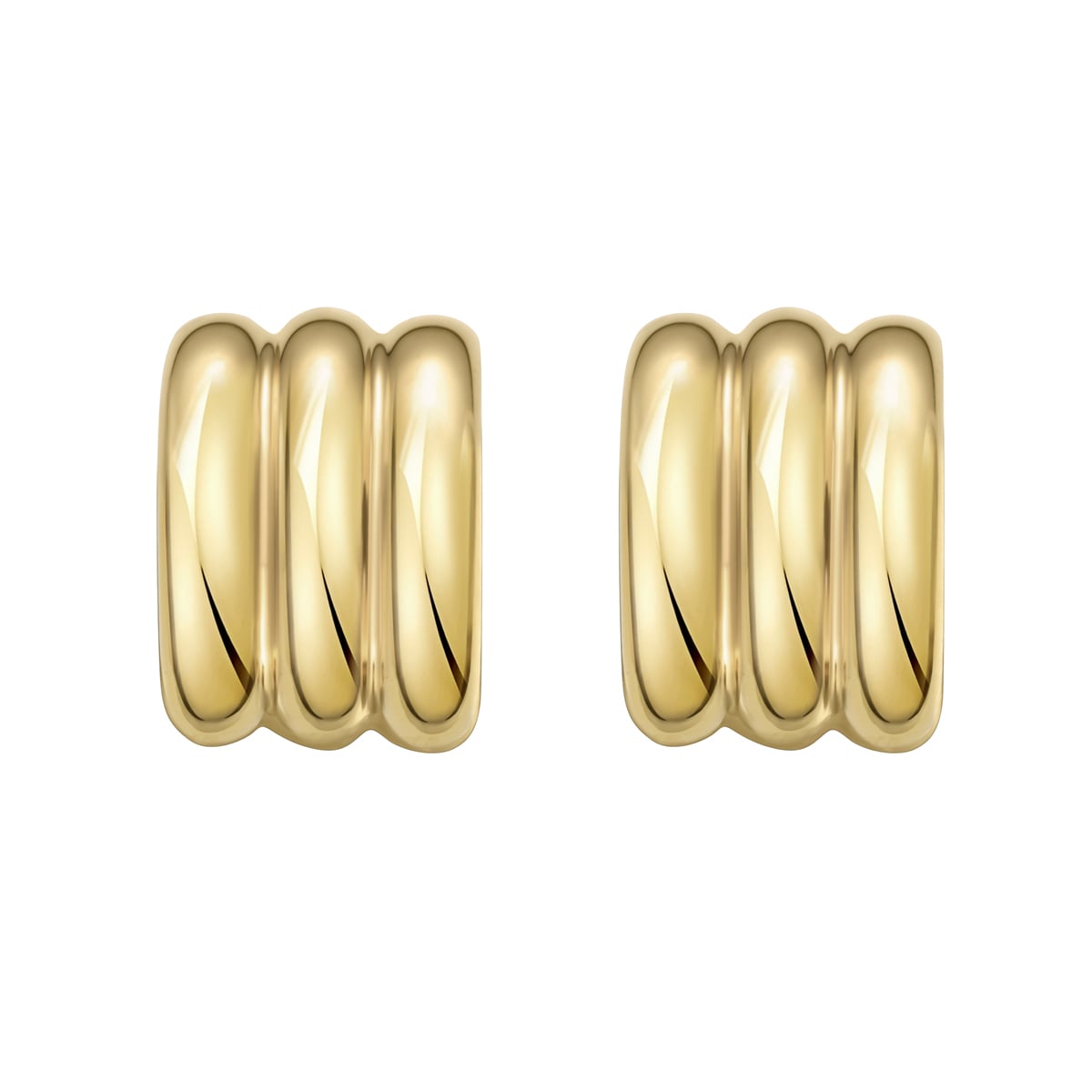 Gold Over Silver Triple Row C Hoop Earrings