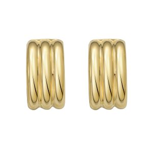 Gold Over Silver Triple Row C Hoops