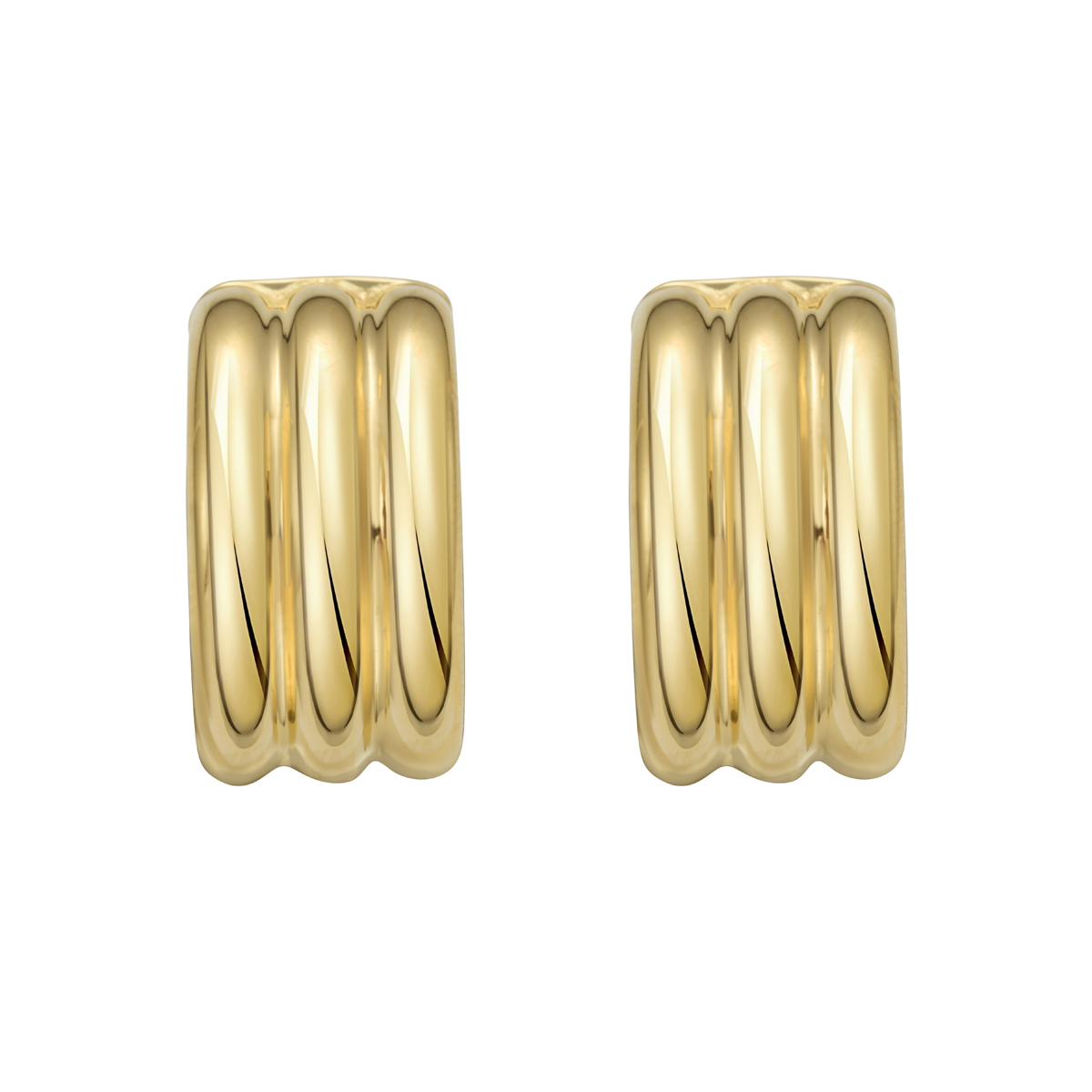 Gold Over Silver Triple Row C Hoops