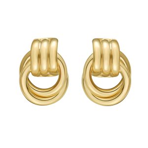 Gold Over Silver Triple Door Knocker Hoops