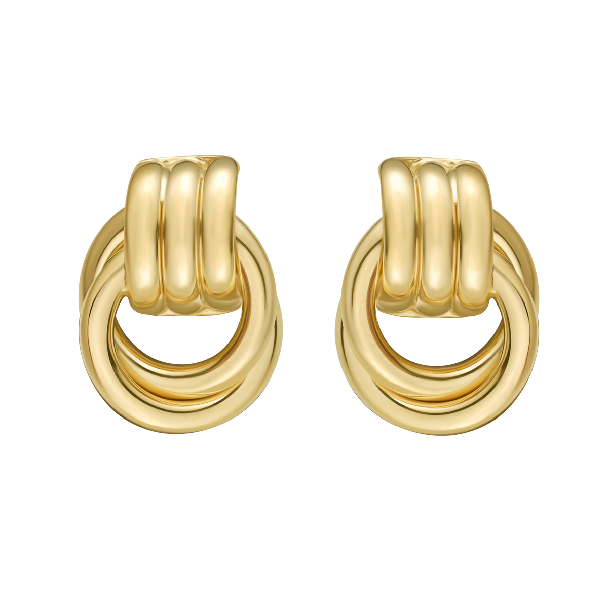 Gold Over Silver Triple Door Knocker Hoops