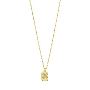 Gold Over Silver CZ Starburst Locket Necklace