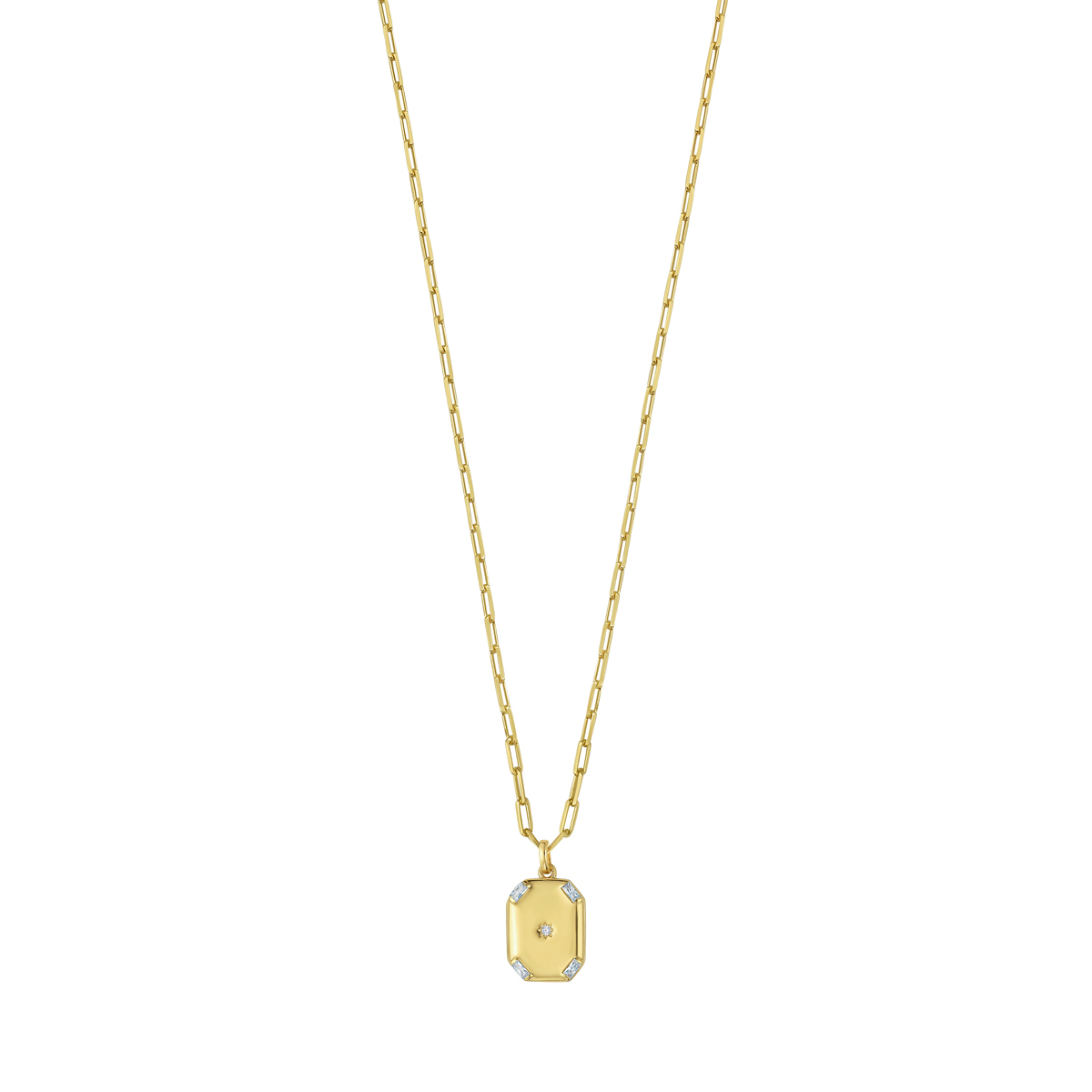 Gold Over Silver Octagonal Star Locket Necklace