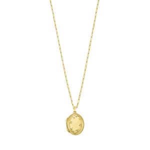 Gold Over Silver Oval Vine Locket Necklace