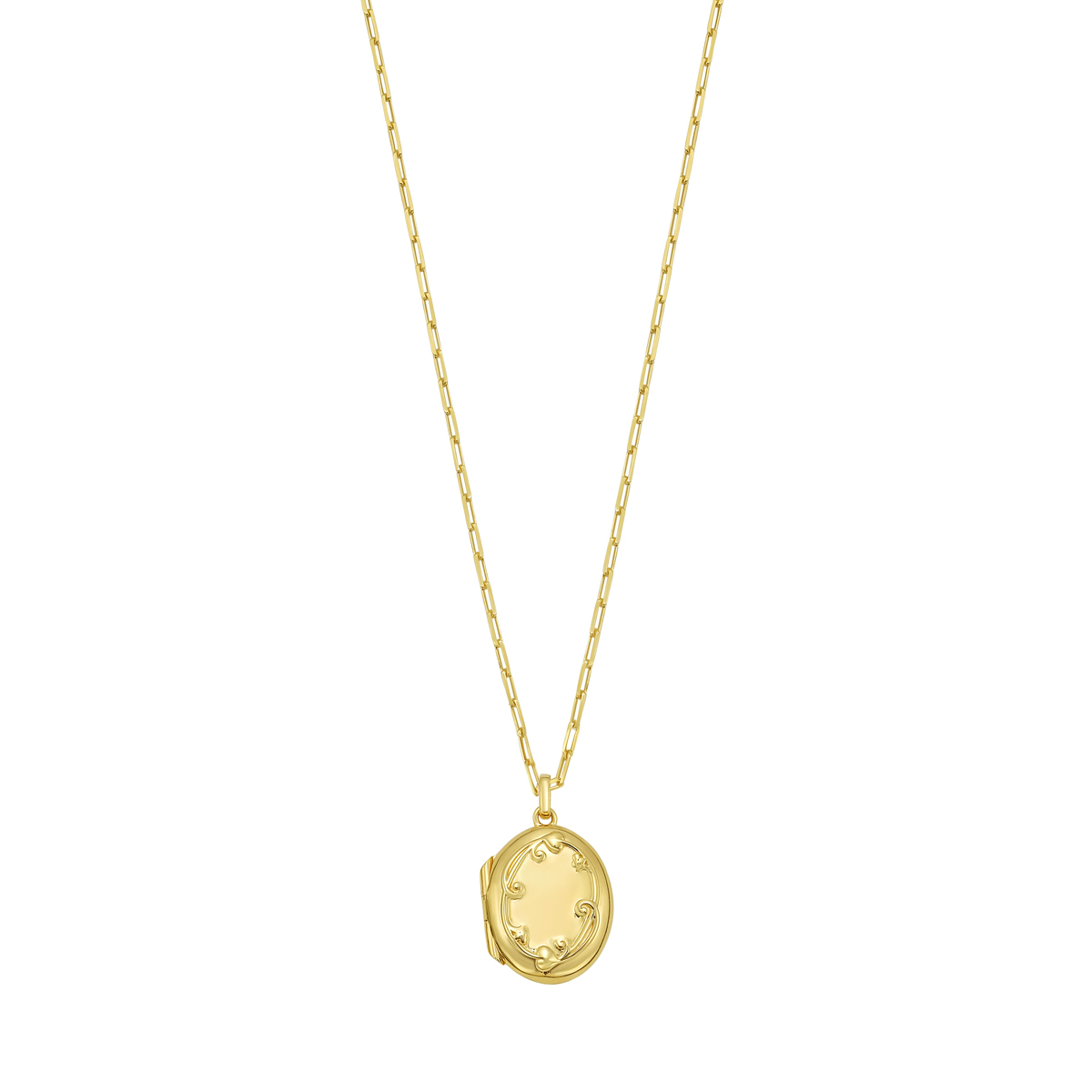 Gold Over Silver Oval Vine Locket Necklace