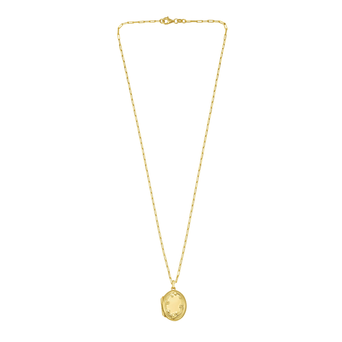 Gold Over Silver Oval Vine Locket Necklace