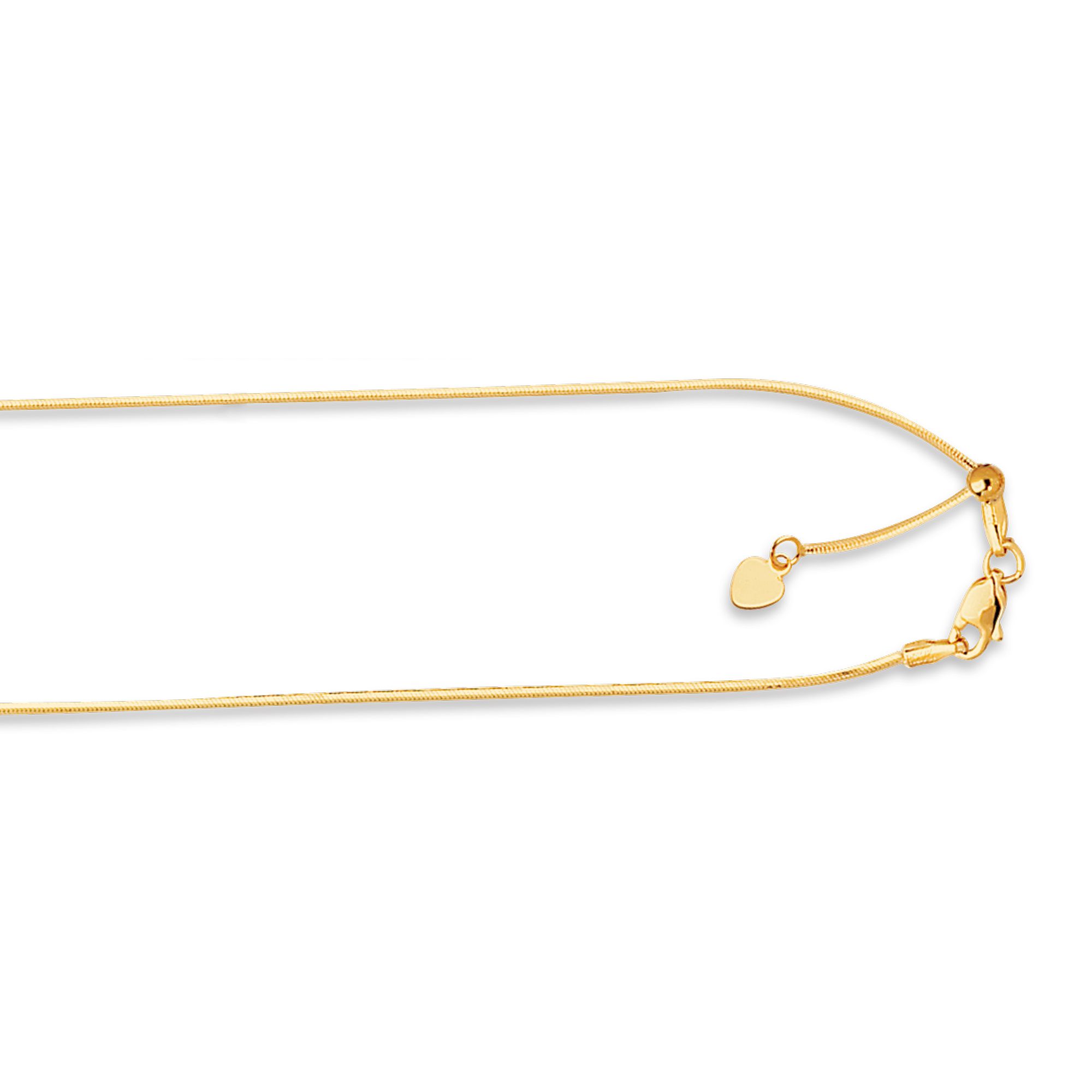 14K Gold 0.80mm Adjustable Octagonal Snake Chain