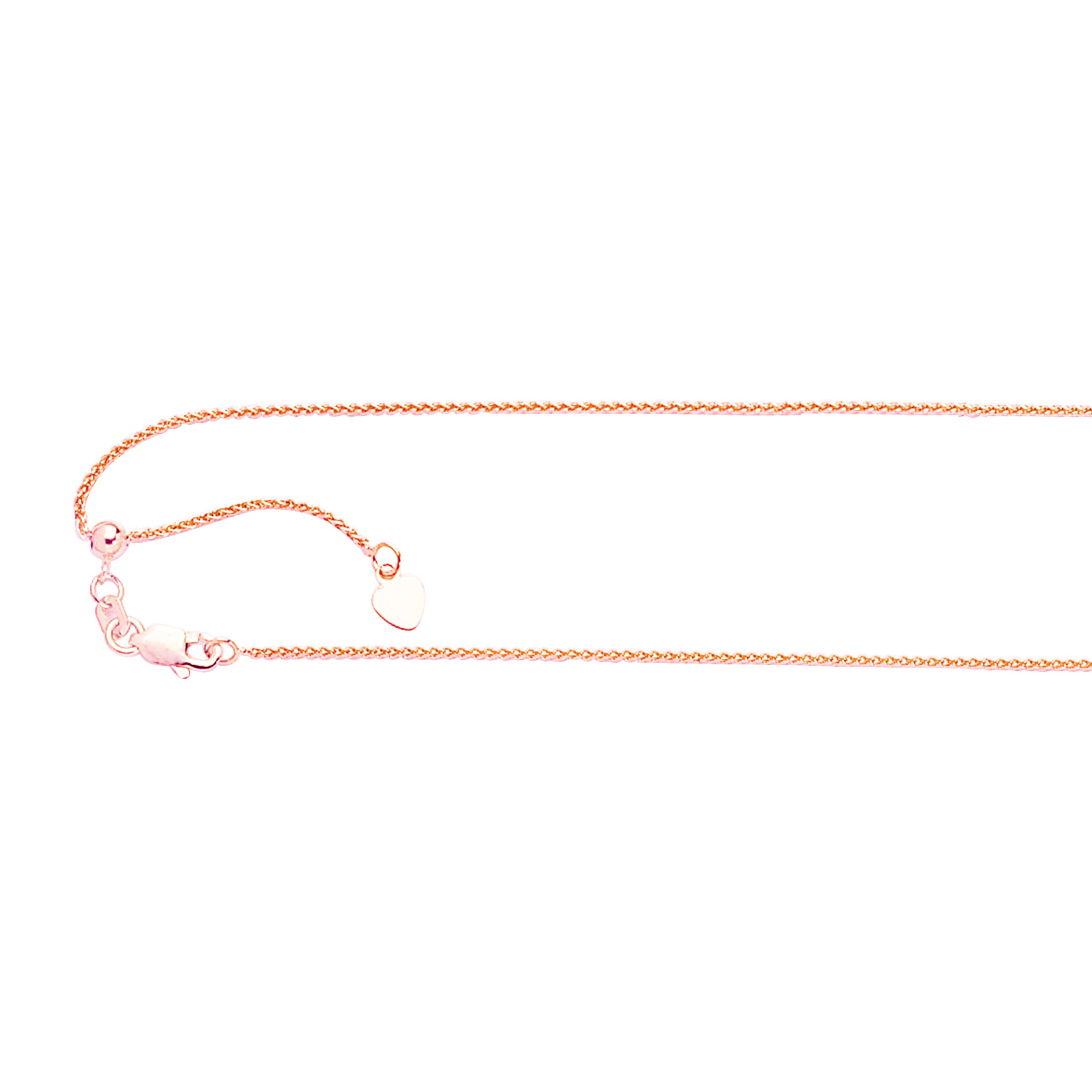 14K Gold 1mm Adjustable Wheat Chain