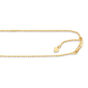 14K Gold 0.95mm Adjustable Rope Chain