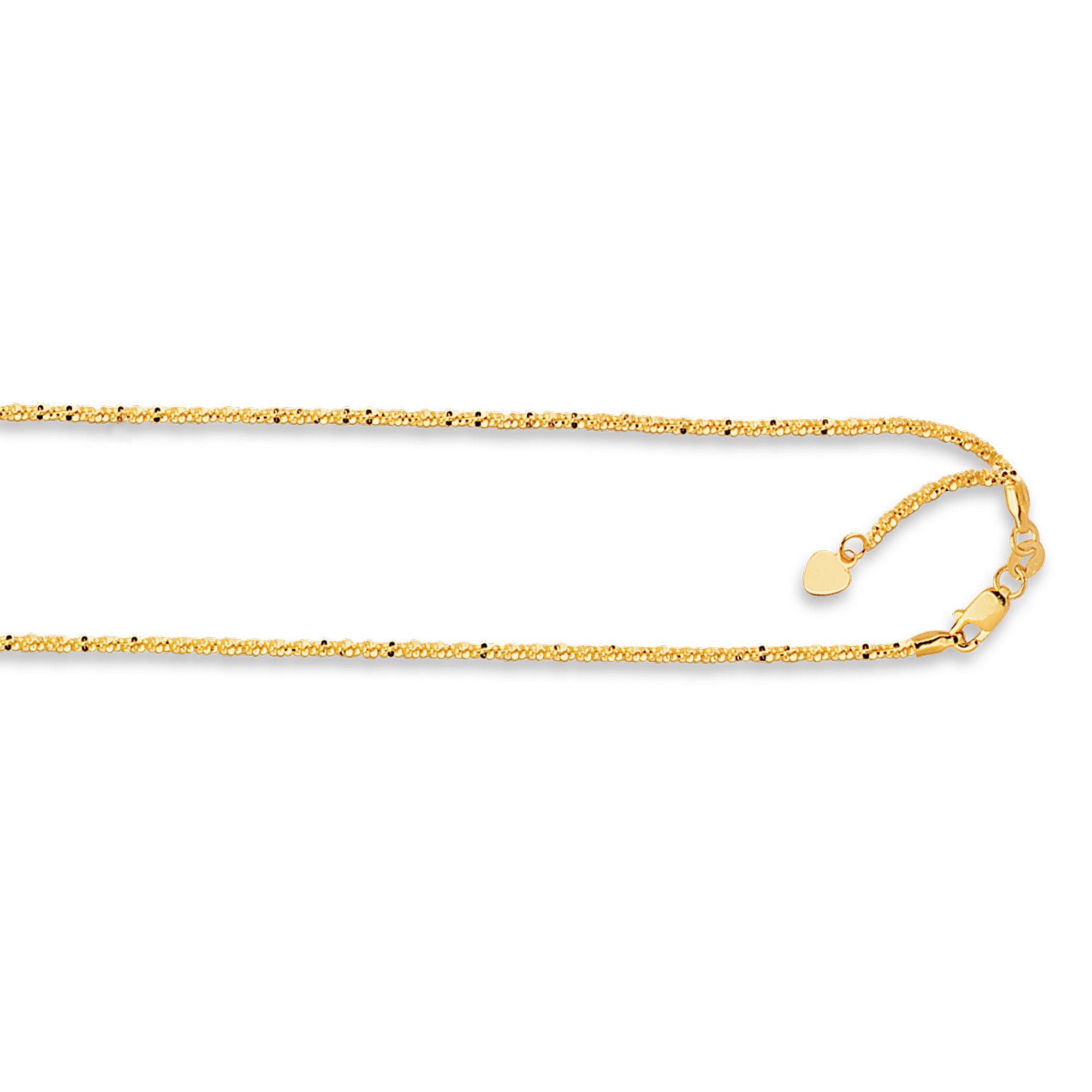 14K Gold 1.2mm Adjustable Sparkle Chain