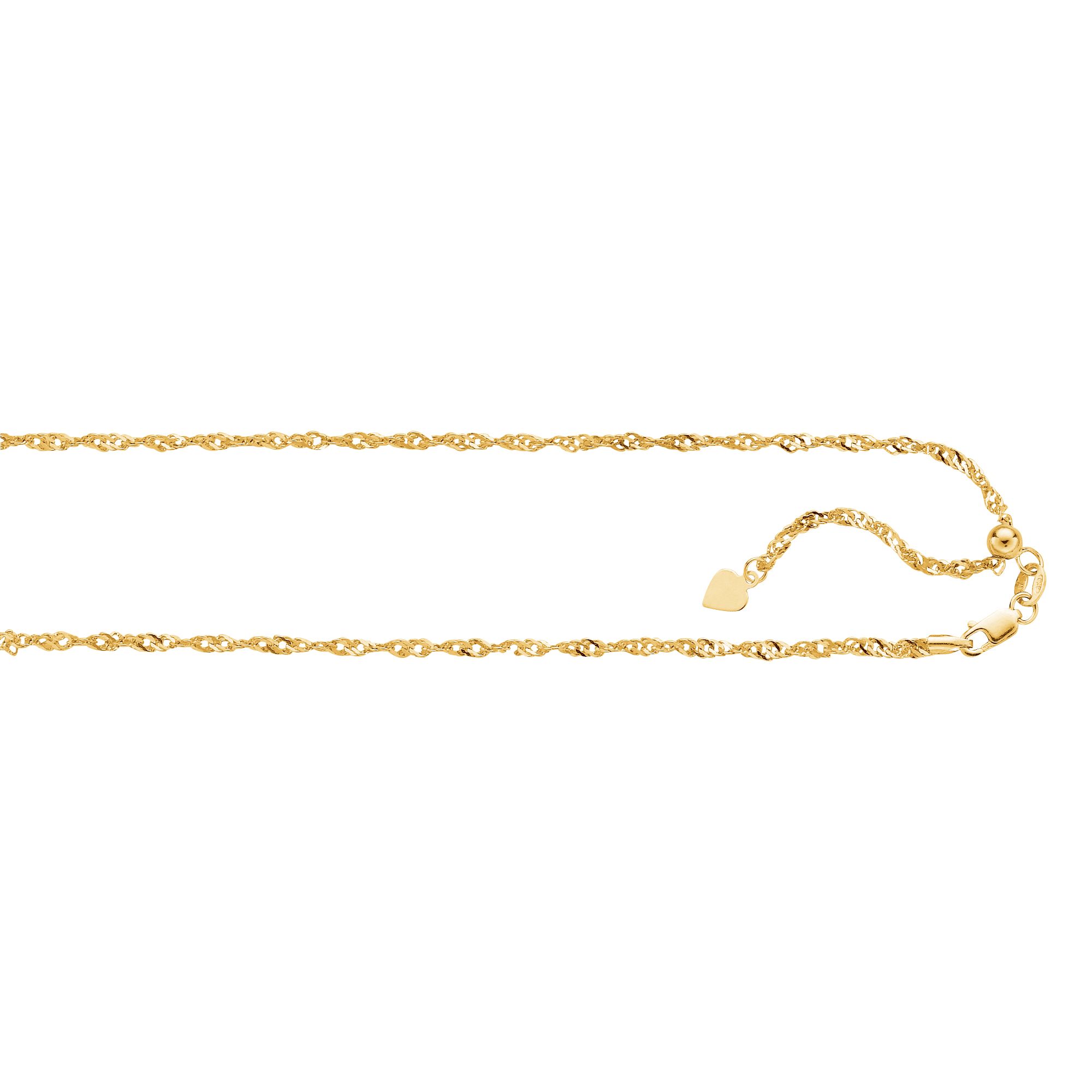 14K Gold 1.4mm Adjustable Singapore Chain