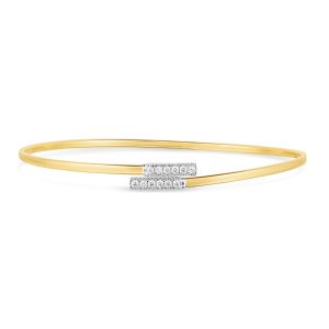 14K Diamond Bypass Bar Bangle