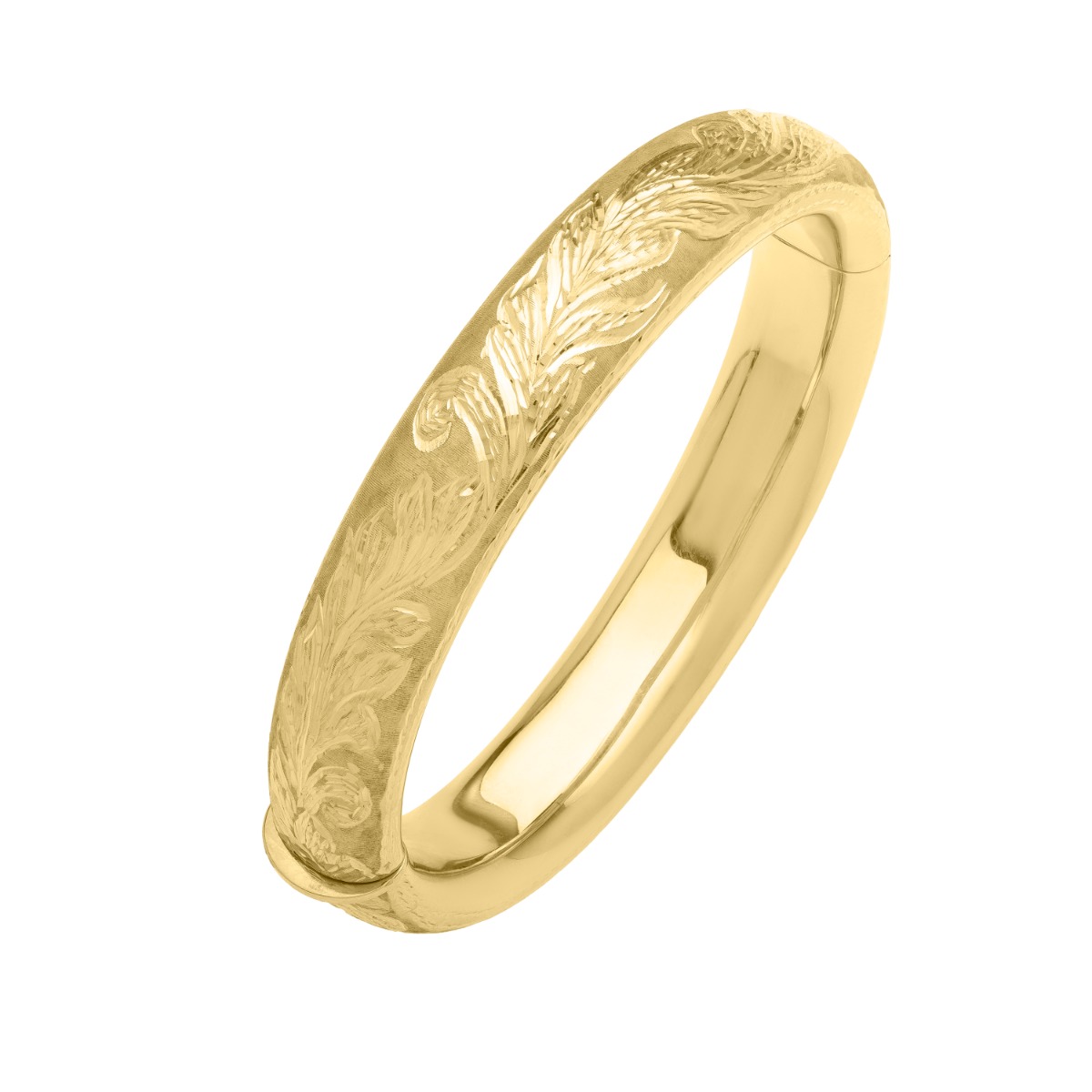 14K Large Engraved Bangle