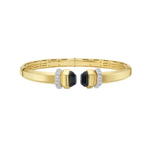 14K Black Pyramid Art Deco Cuff
