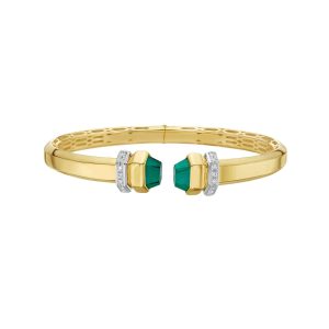 14K Green Pyrmid Art Deco Cuff