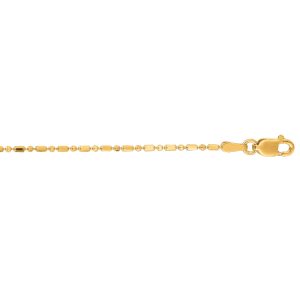14K Gold 1.1mm Diamond Cut Bar and Bead Chain