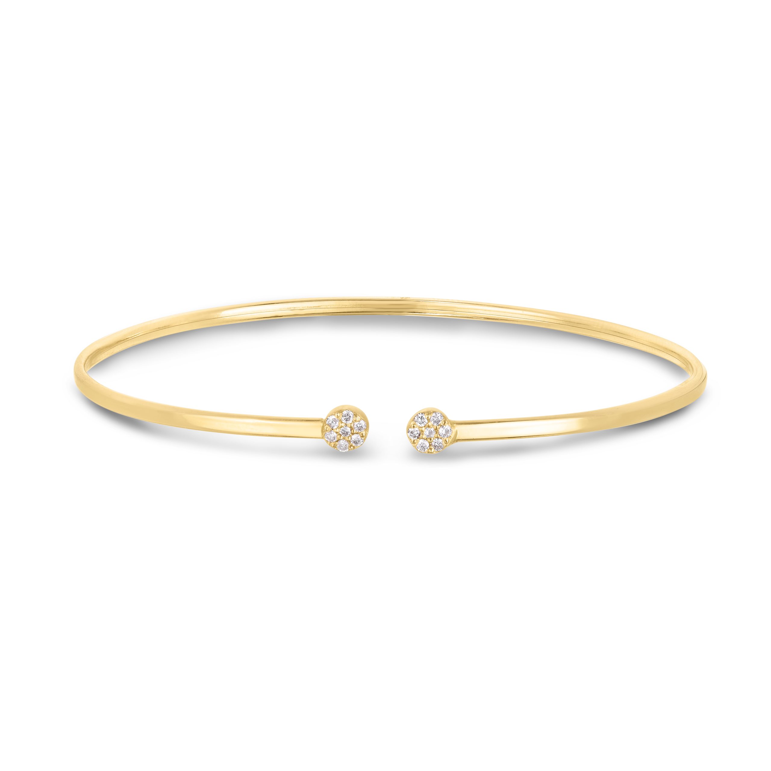 14K Gold Diamond Cluster Cuff Bangle
