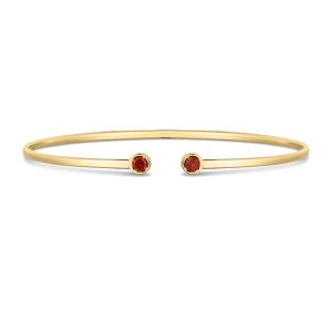 14K Garnet Open Cuff Bangle