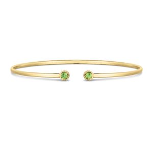 14K Peridot Open Cuff Bangle
