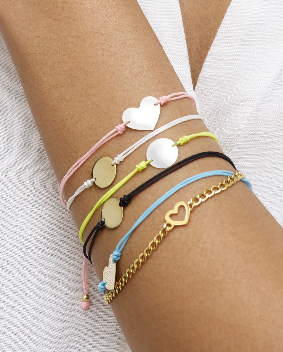 14K Blue Cord Heart Adjustable Bracelet