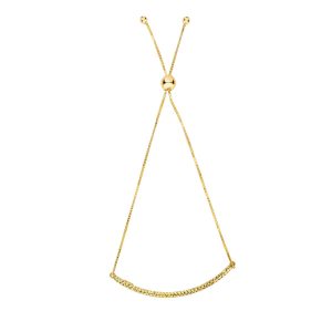 14K Gold Curved Bar Friendship Bracelet