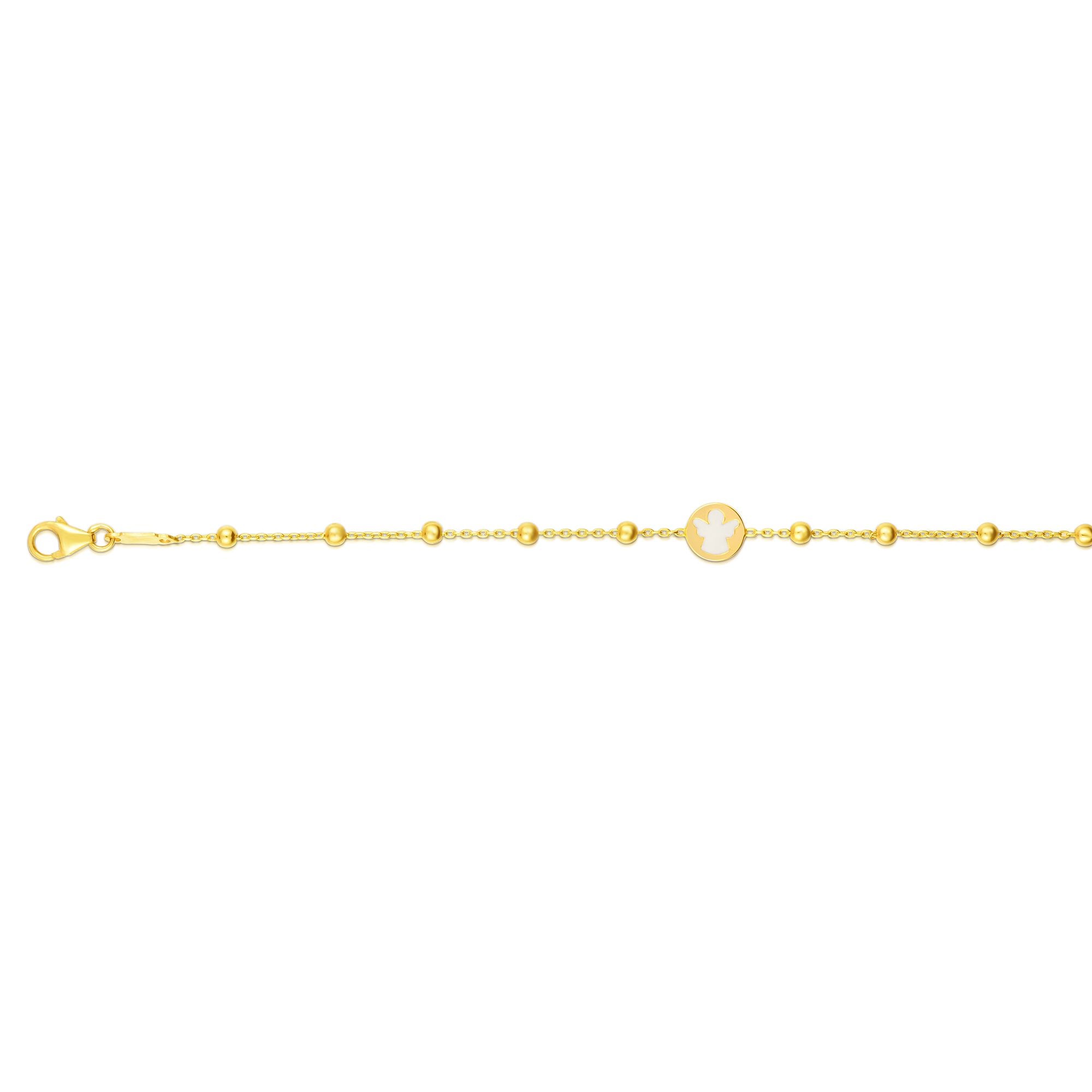 14K Gold Angel and Bead Bracelet
