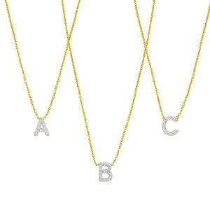 14K Mini Diamond A Initial