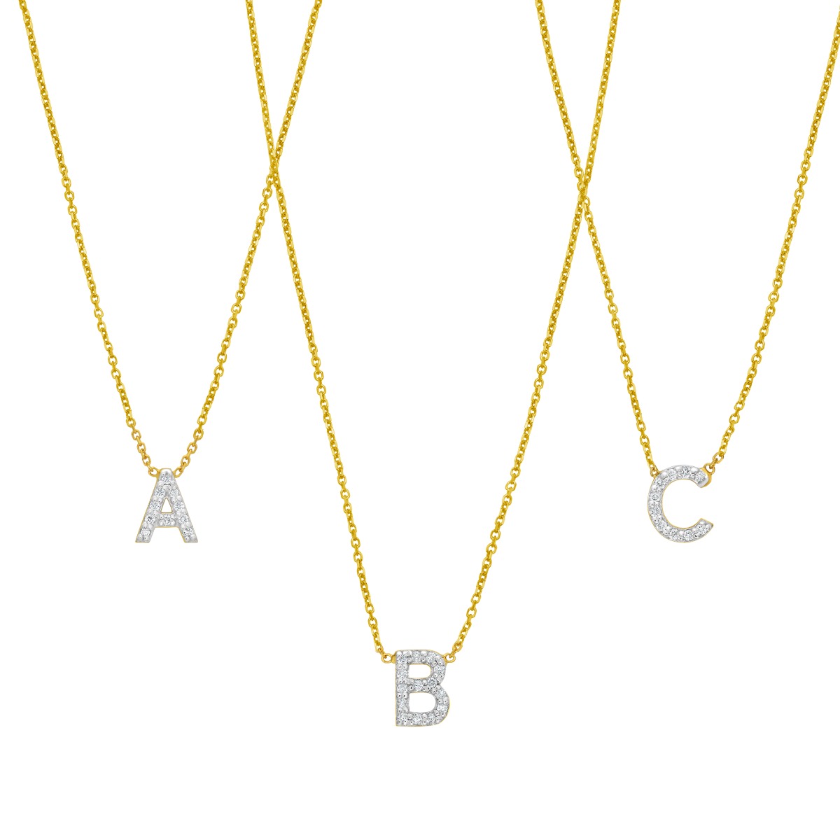 14K Mini Diamond A Initial