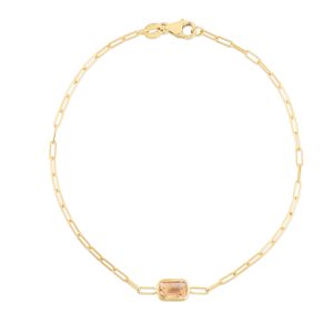 14K Citrine Paperclip Bracelet