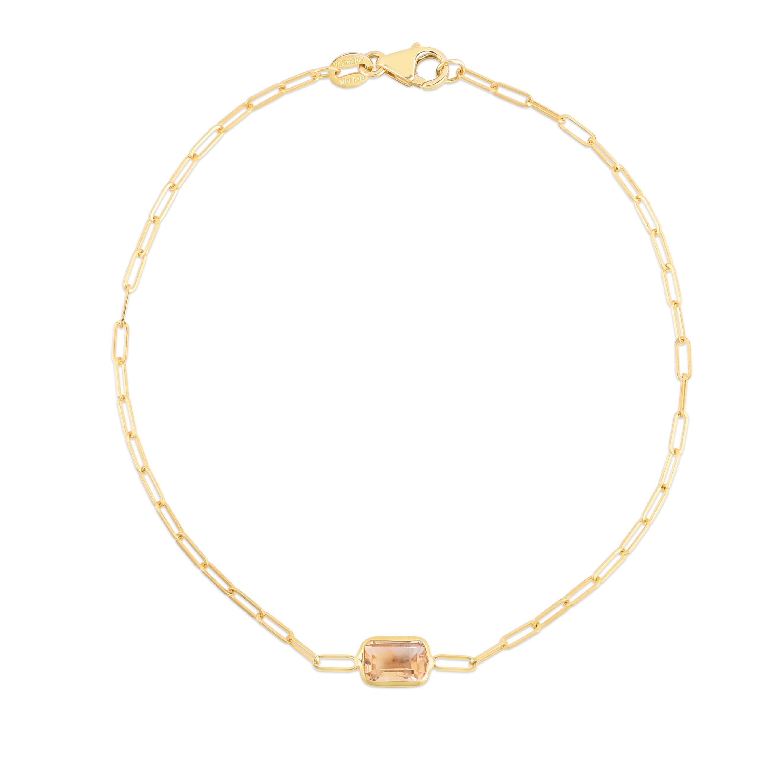 14K Citrine Paperclip Bracelet