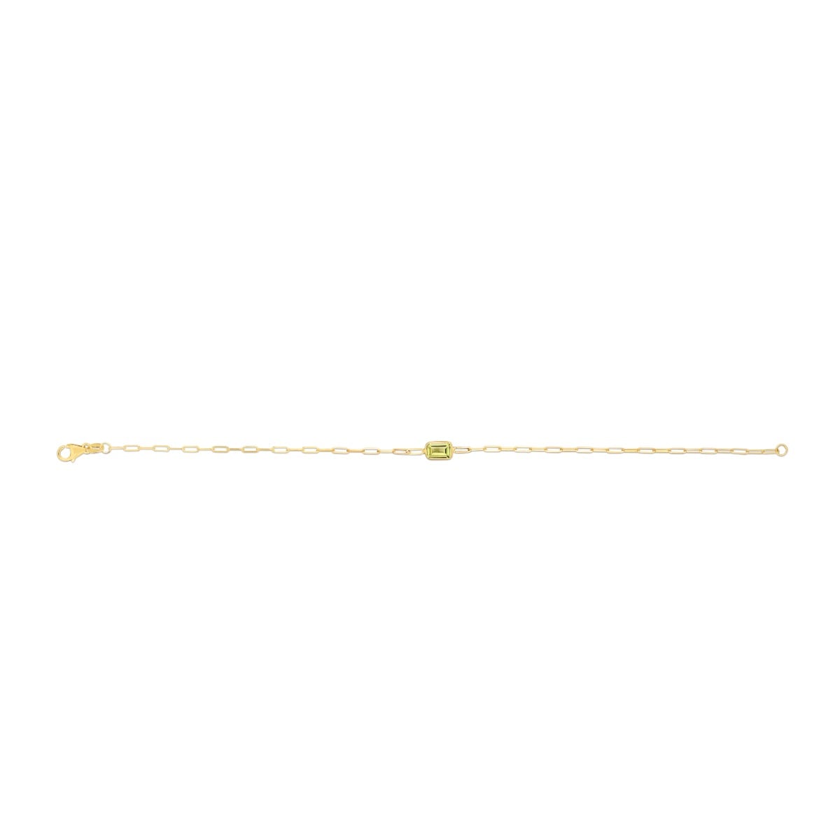 14K Peridot Paperclip Bracelet