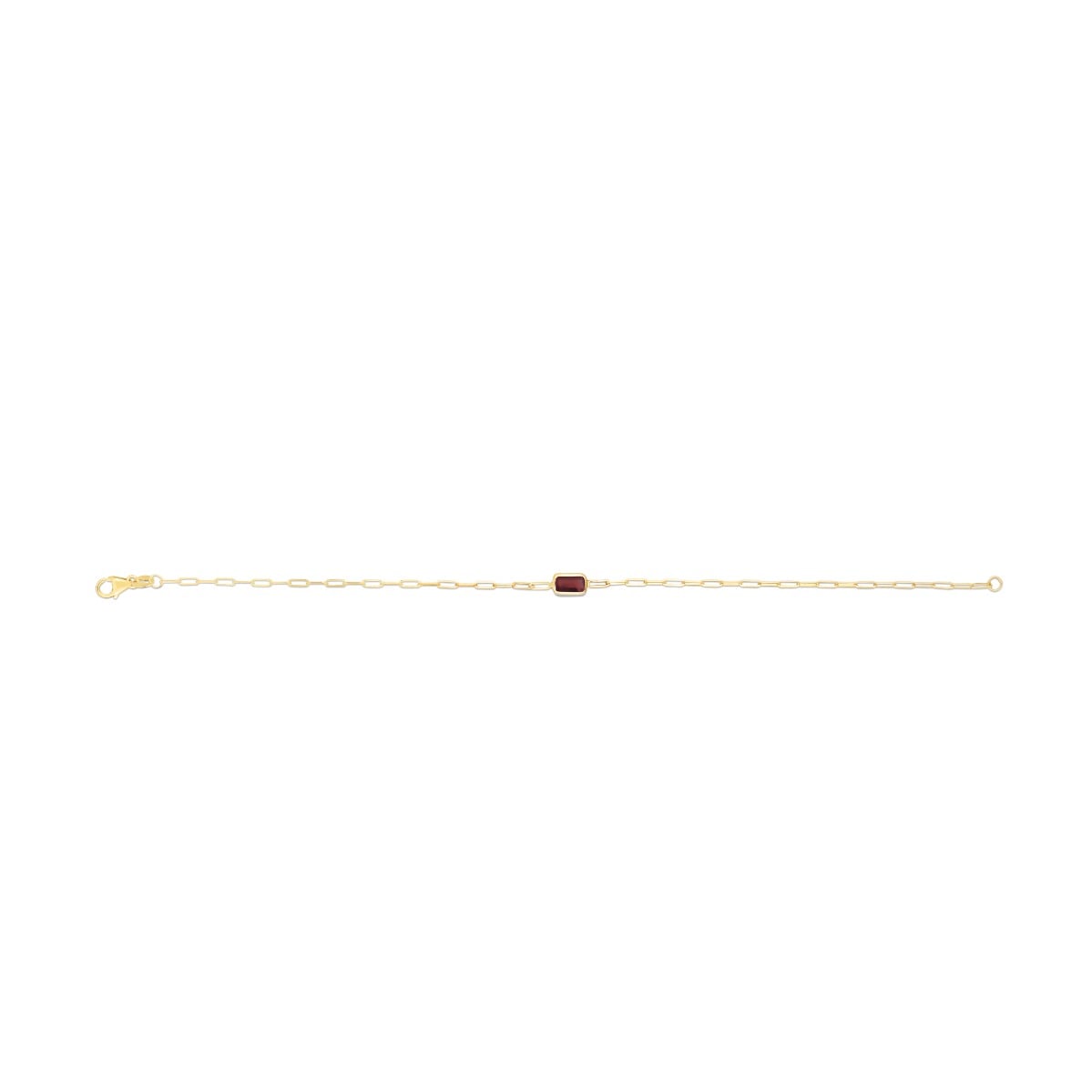 14K Garnet Paperclip Bracelet
