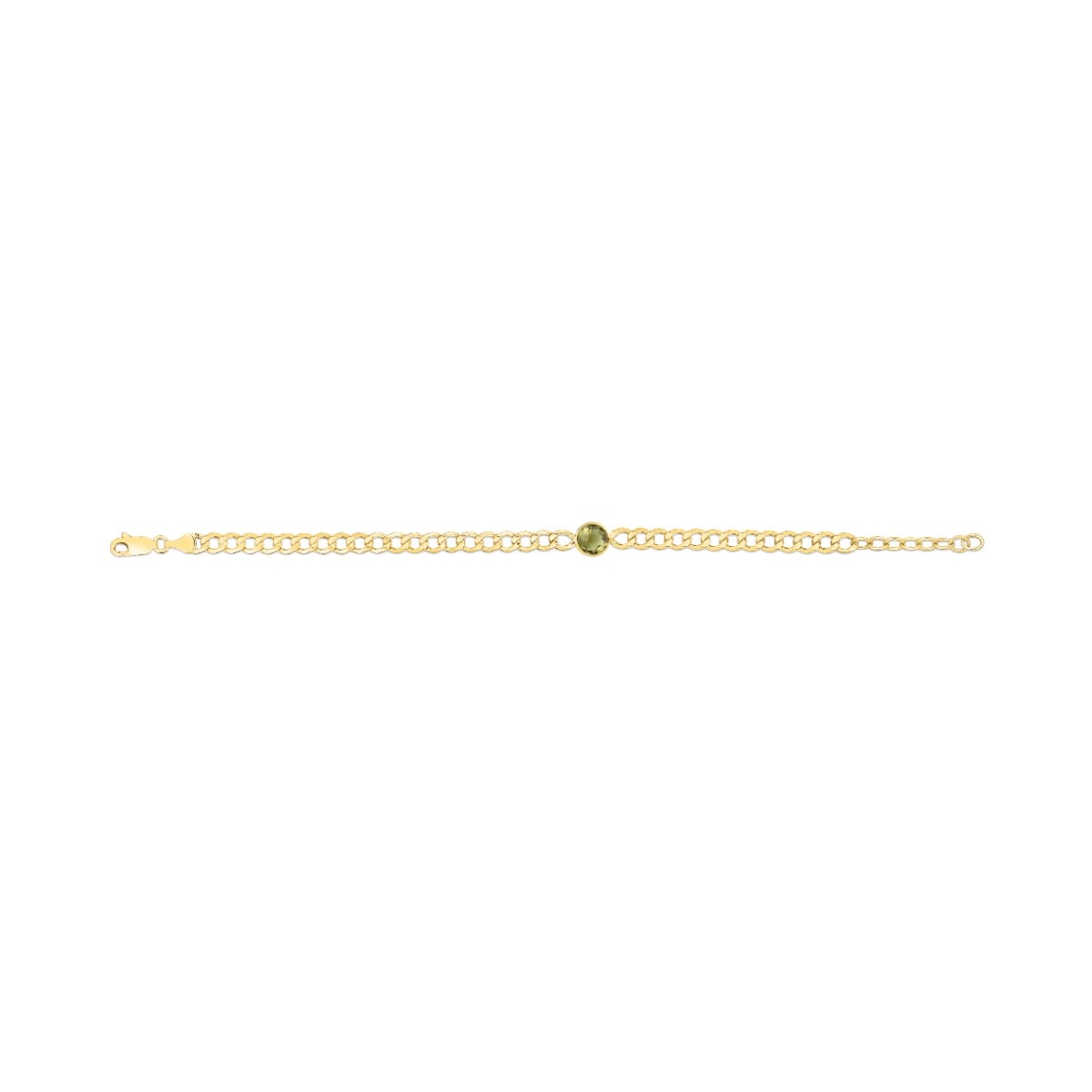 14K Peridot Curb Chain Bracelet