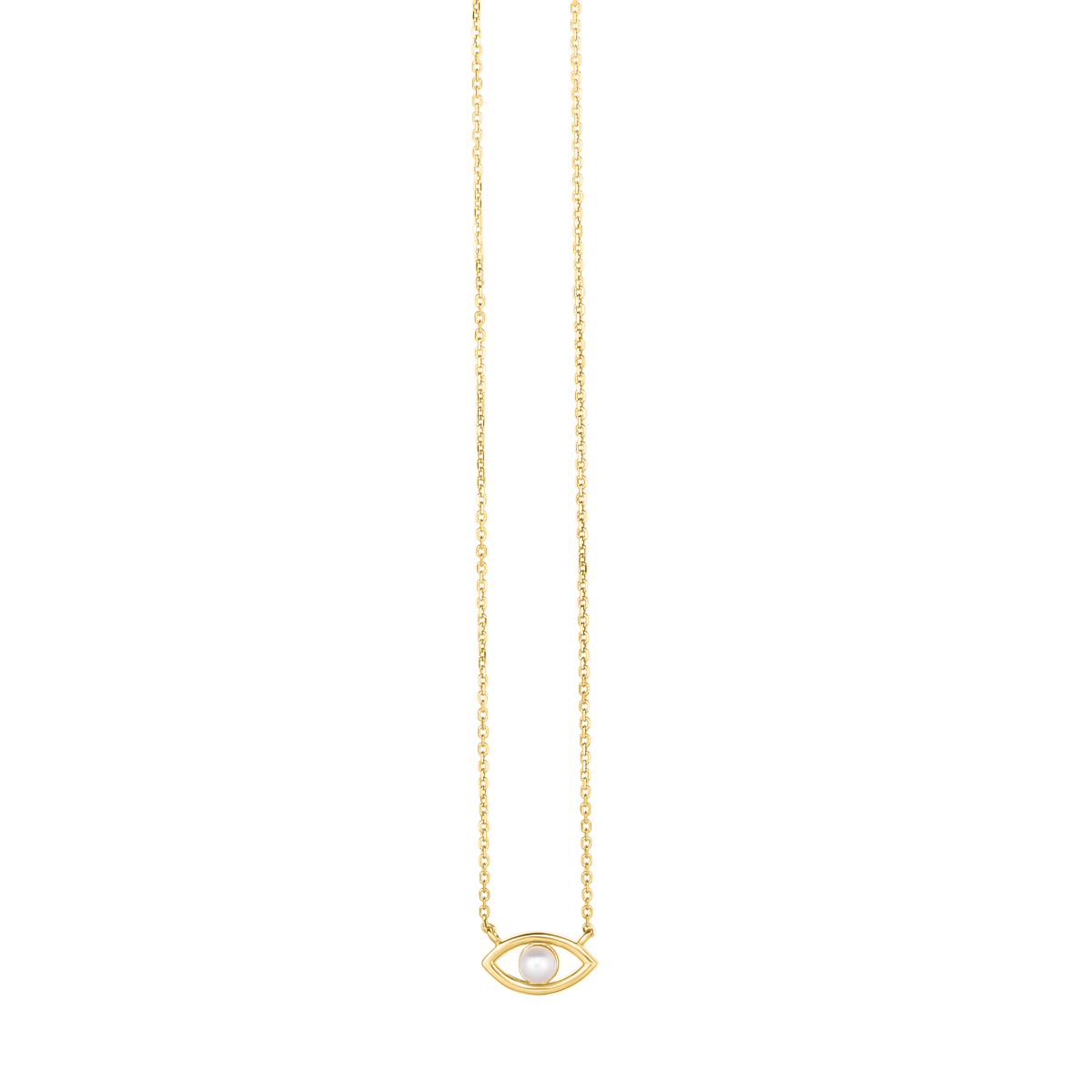 14K Pearl Evil Eye Necklace