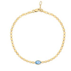 14K Blue Topaz Mirrored Chain Bracelet