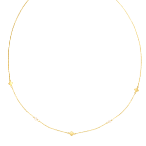 14K Gold Pearl Clover Chain