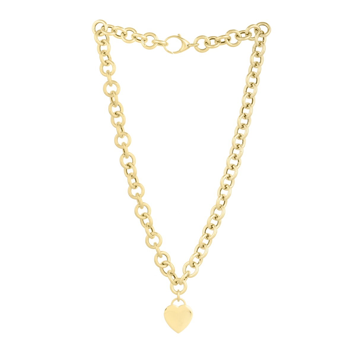 14K Heart Tag & Rolo Link Necklace