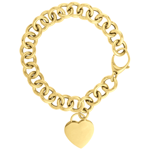 14K Heart Tag & Rolo Link Bracelet