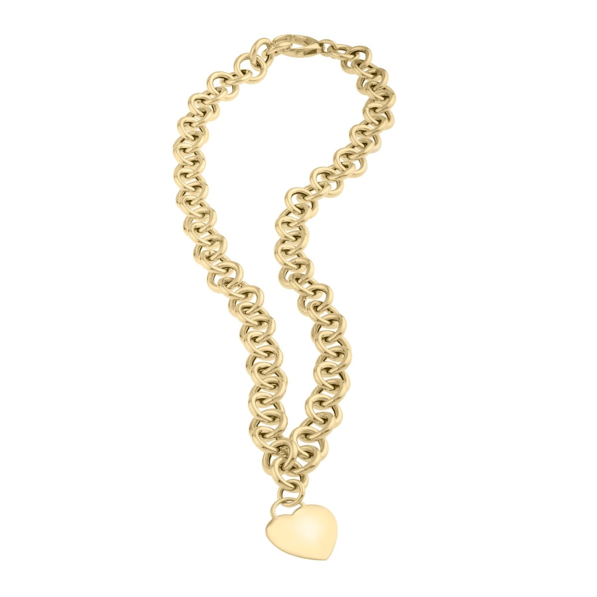 14K Heart Tag & Rolo Link Necklace