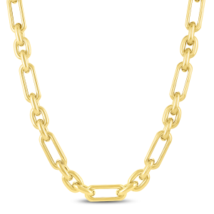 14K Gold Alternating Paperclip Oval Links Chain