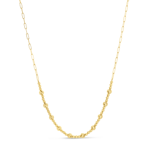 14K Gold Bead Paperclip Necklace
