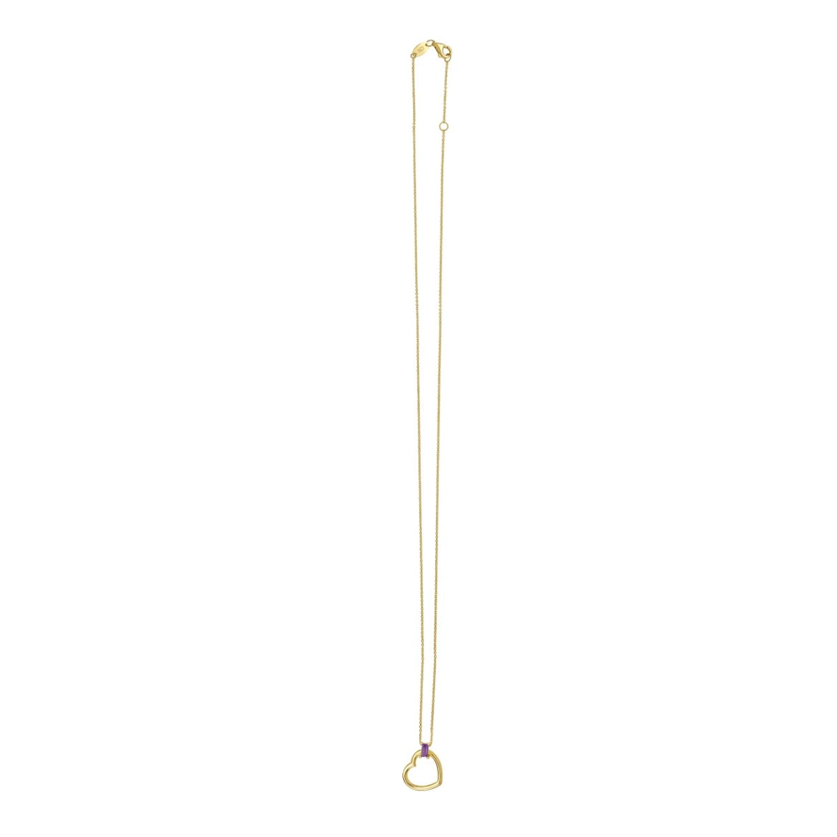 14K Baguette Gemstone Heart Necklace