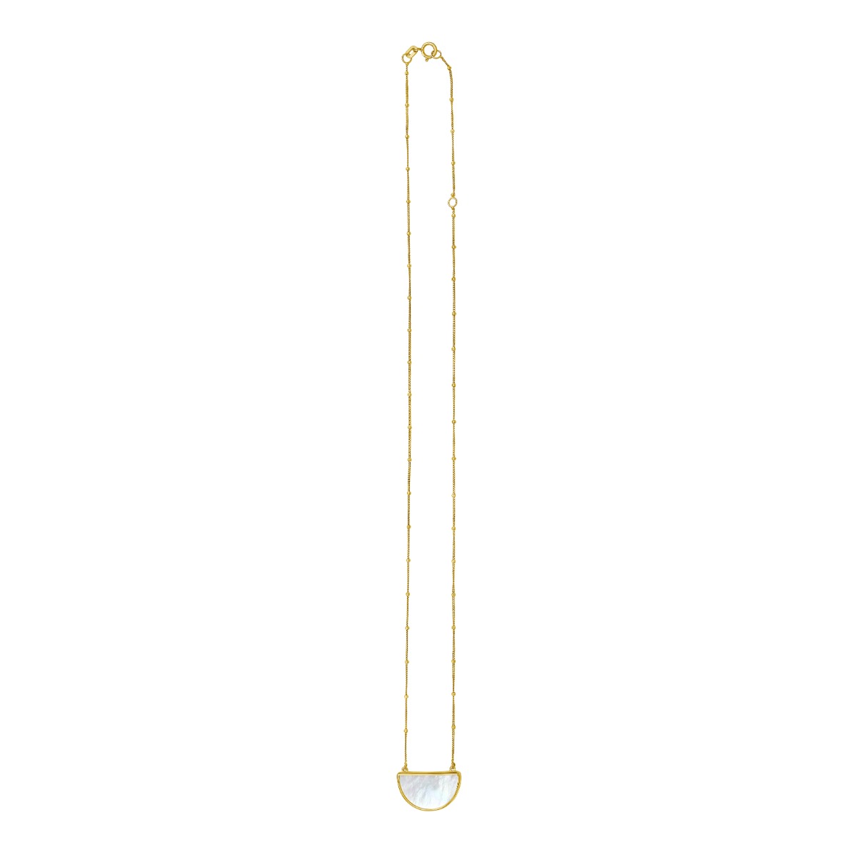 14K MOP Geometric Half Moon Necklace
