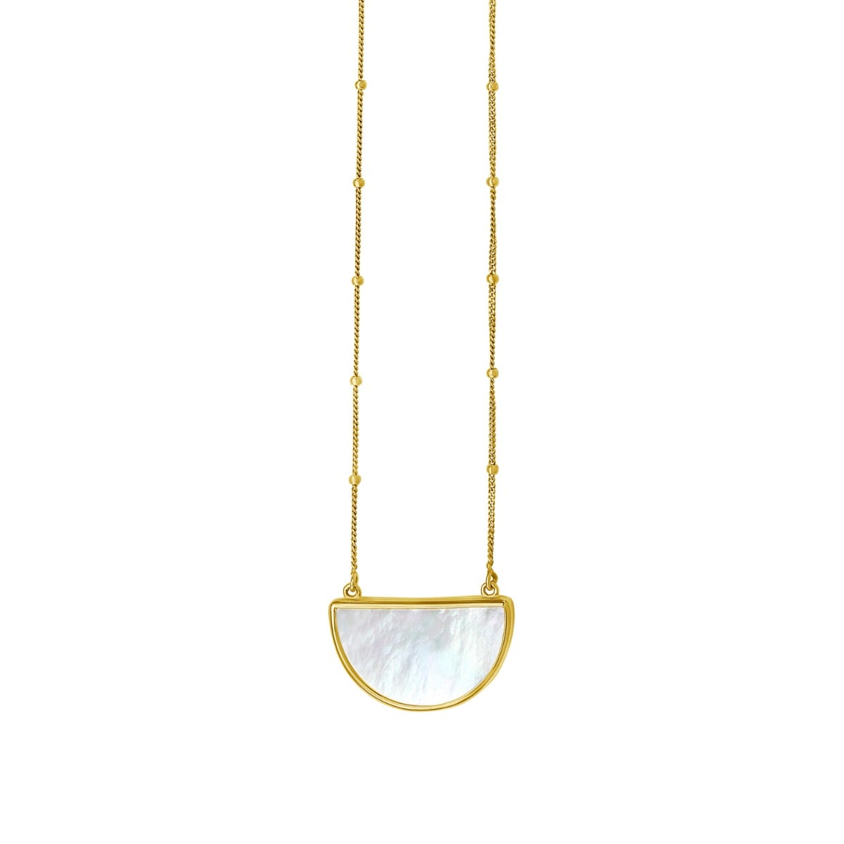 14K MOP Geometric Half Moon Necklace