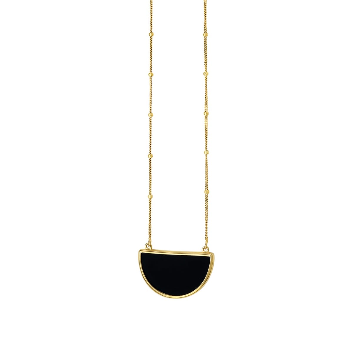 14K Onyx Geometric Half Moon Necklace