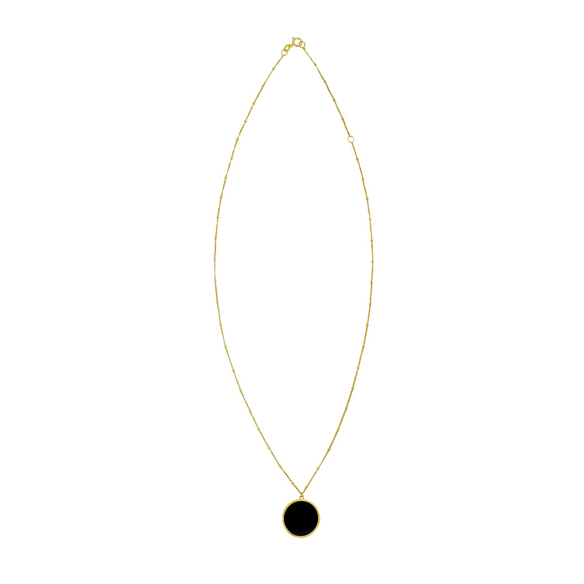 14K Onyx Inlay Circle Necklace