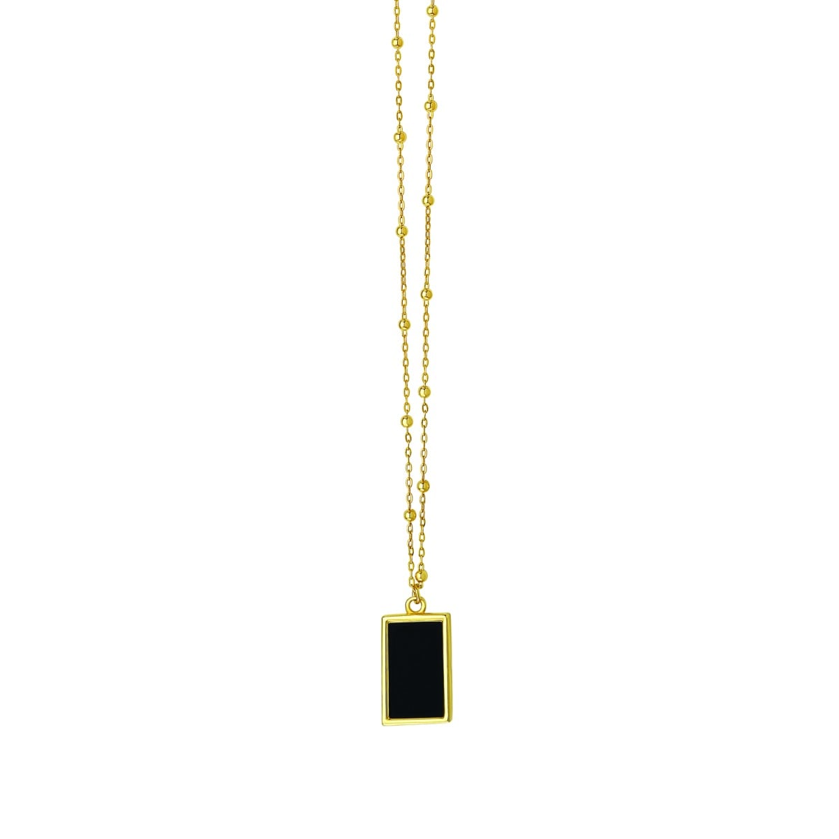 14K Onyx Geometric Rectangle Pendant